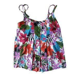 Swim Solutions Women's Multicolor Pleated Tankini Top Size 16W